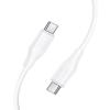 Kabel USB C do USB C Hoco 3A 60W silikonowy 1 m X124 biały