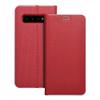 Etui z klapką na Samsung S10 Luna Book Carbon czerwone