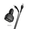 HOCO ładowarka samochodowa 2xUSB + kabel Typ C 2,4A Leader Z36 czarna