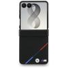 BMW futerał do SAMSUNG GALAXY Z FLIP 8 kompatybilny z MagSafe (Leather Perforated Tricolor Stripe Metal Logos) czarny