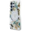 GUESS futerał do SAMSUNG S25 Ultra GUHMS25LHFLPEDH (Magnetic IML Metal Glitter Flowers Triangle) biały