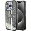 GUESS futerał do IPHONE 15 Pro Max GUHCP15XLFCSEGK (Liquid Glitter Gold Stripes) czarny