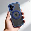 Etui na iPhone 16 PRO Frame Circle Stand zgodne z MagSafe granatowe
