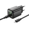 Ładowarka sieciowa do telefonu Hoco USB A + USB C QC3.0 PD 3A 20W + kabel USB C do Lightning N52 czarna