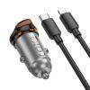 Ładowarka samochodowa Hoco USB A + USB C QC3.0 PD 3A 43W + kabel USB C do Lightning NZ16A szara