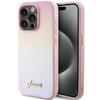 GUESS futerał do IPHONE 15 Pro GUHCP15LPSAIRSP (Saffiano Iridescent Script) różowy