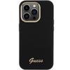 GUESS futerał do IPHONE 15 Pro GUHCP15LSMBSLK (Silicone Script Metal Logo & Frame) czarny