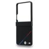 BMW futerał do SAMSUNG GALAXY Z FLIP 8 kompatybilny z MagSafe (Leather Perforated Tricolor Stripe Metal Logos) czarny