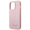 GUESS futerał do IPHONE 14 Pro GUHCP14LHGGSHP (Glitter Flakes Script Metal Logo) różowy