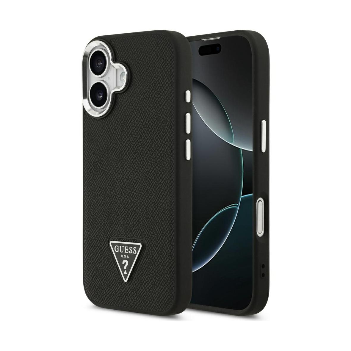 GUESS futerał do IPHONE 17 kompatybilny z MagSafe GUHMP17SPGTSPSK (Grained PU Triangle Logo) czarny