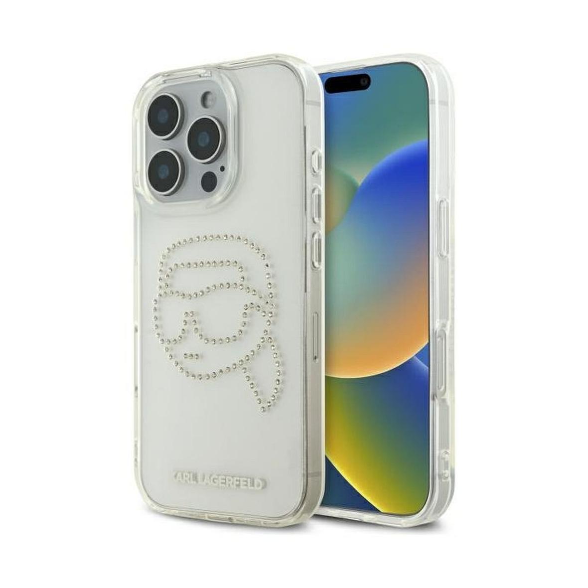 KARL LAGERFELD futerał do IPHONE 16 Pro KLHCP16LHKHDCELT (IML Rhinestones K Head) transparent