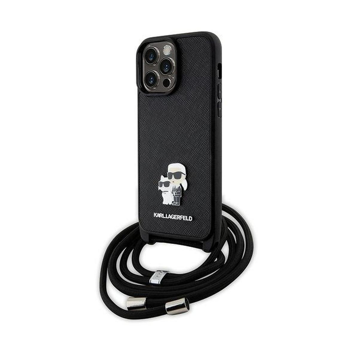 KARL LAGERFELD futerał do IPHONE 14 Pro Max KLHCP14XSAKCPSK (Saffiano KC Metal PIN Crossbody) czarny