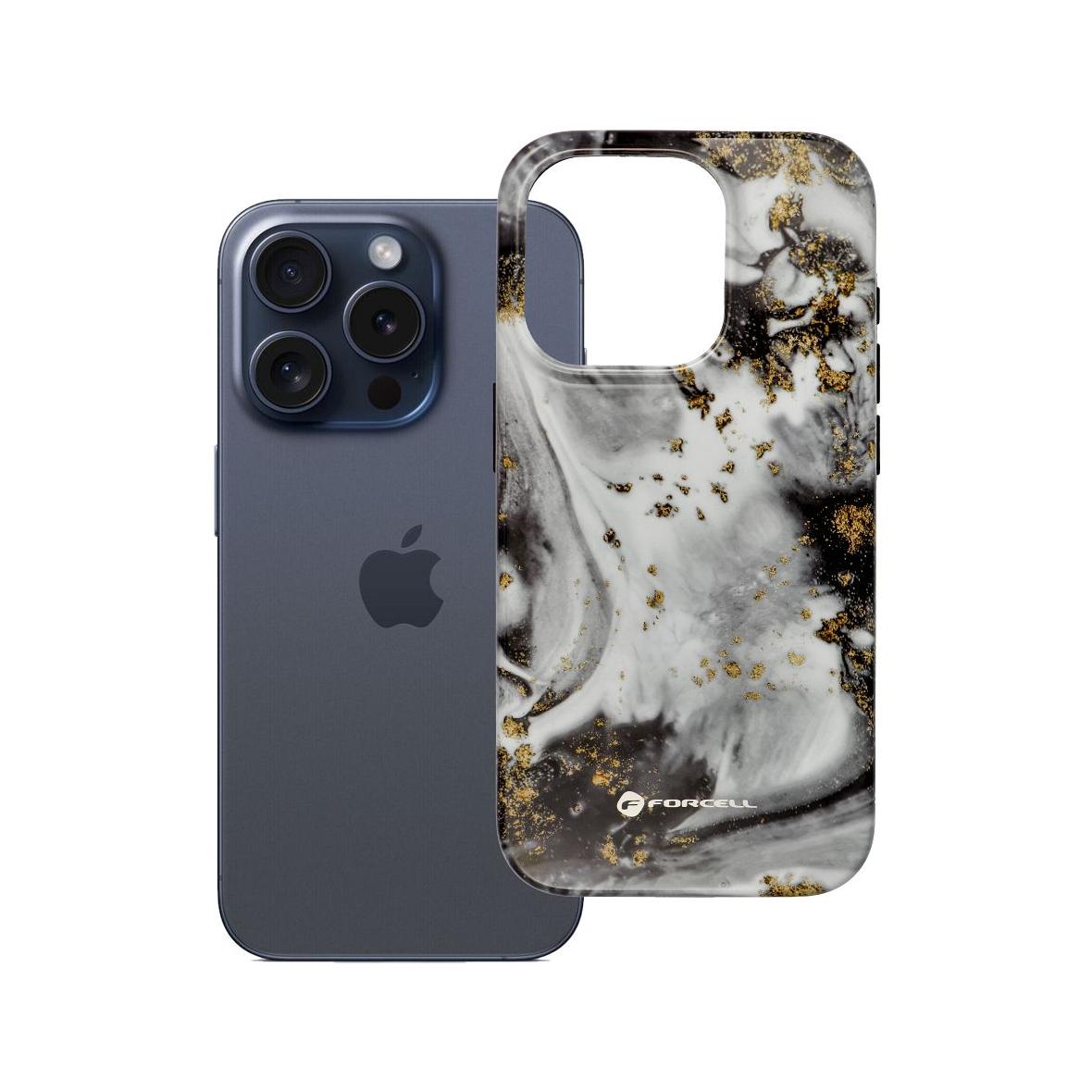 Etui na iPhone 15 PRO Forcell F-Protect Mirage zgodny z MagSafe Military Drop-Test silver fog