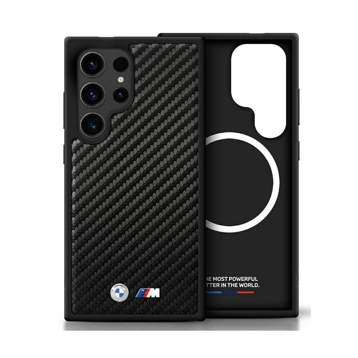 BMW futerał do SAMSUNG S25 Ultra kompatybilny z MagSafe BMHMS25L24PUCILK (PU Carbon Metal Logos) black