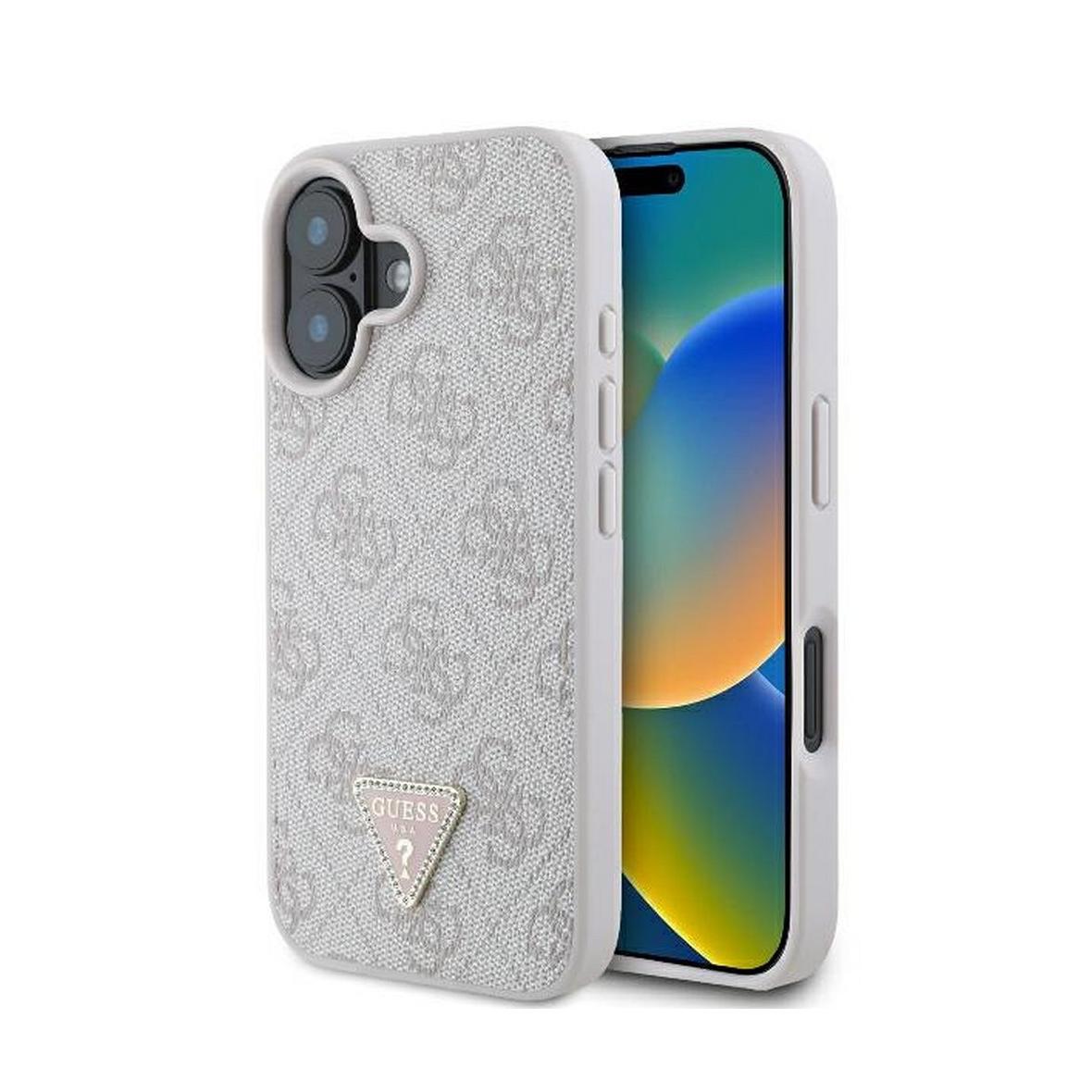 GUESS futerał do IPHONE 16 Plus GUHCP16MP4TDPP (PU Leather 4G Triangle Strass) różowy
