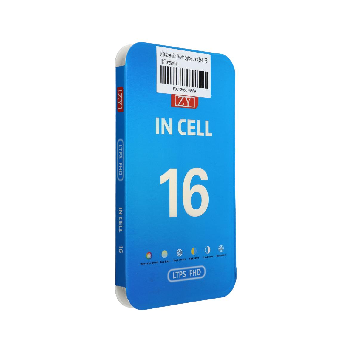 Wyświetlacz do iPhone 16 z ekranem dotykowym czarnym (ZY-LTPS) IC Transferable