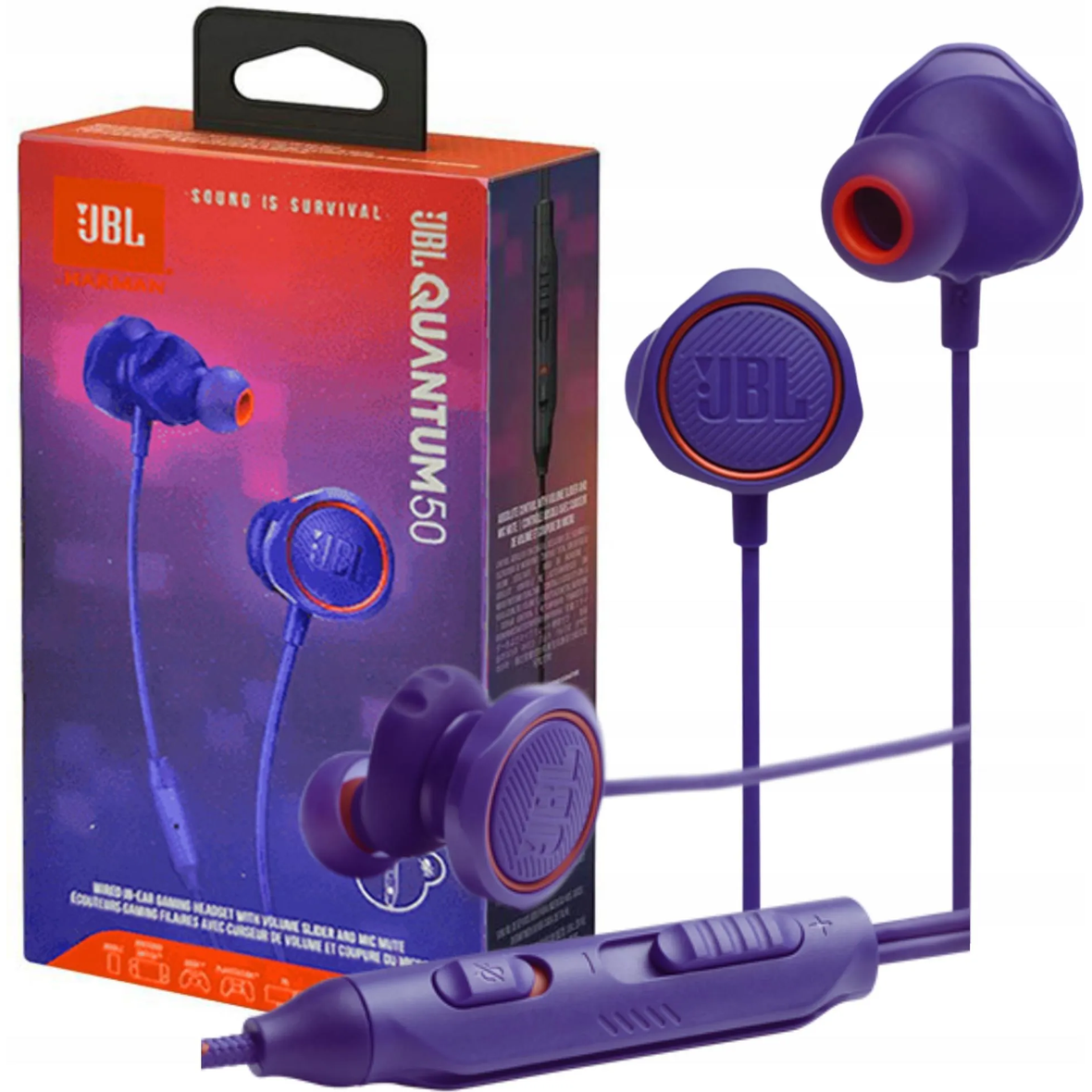 Słuchawki przewodowe douszne Jack 3,5 mm JBL Quantum 50 niebieskie
