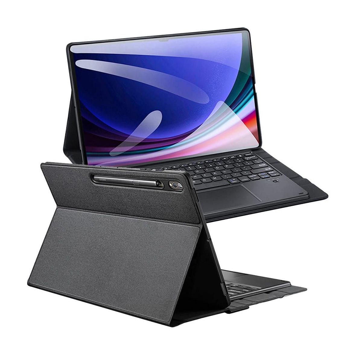 DUX DUCIS etui DK składane z podświetlaną klawiaturą bezprzewodową do SAMSUNG Tab S10 Ultra/S9 Ultra/S8 Ultra czarne