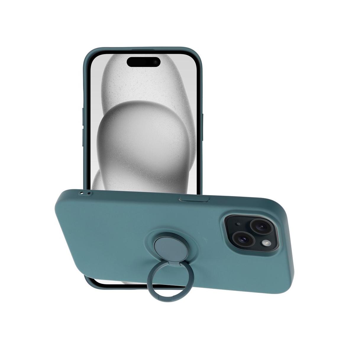 Futerał do iPhone 15 Silicone Ring zielony