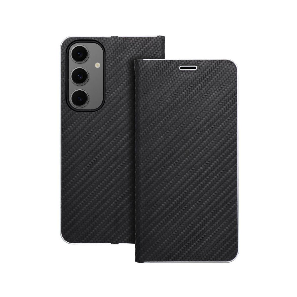 Etui z klapką na Samsung S24 FE Luna Book Carbon czarne