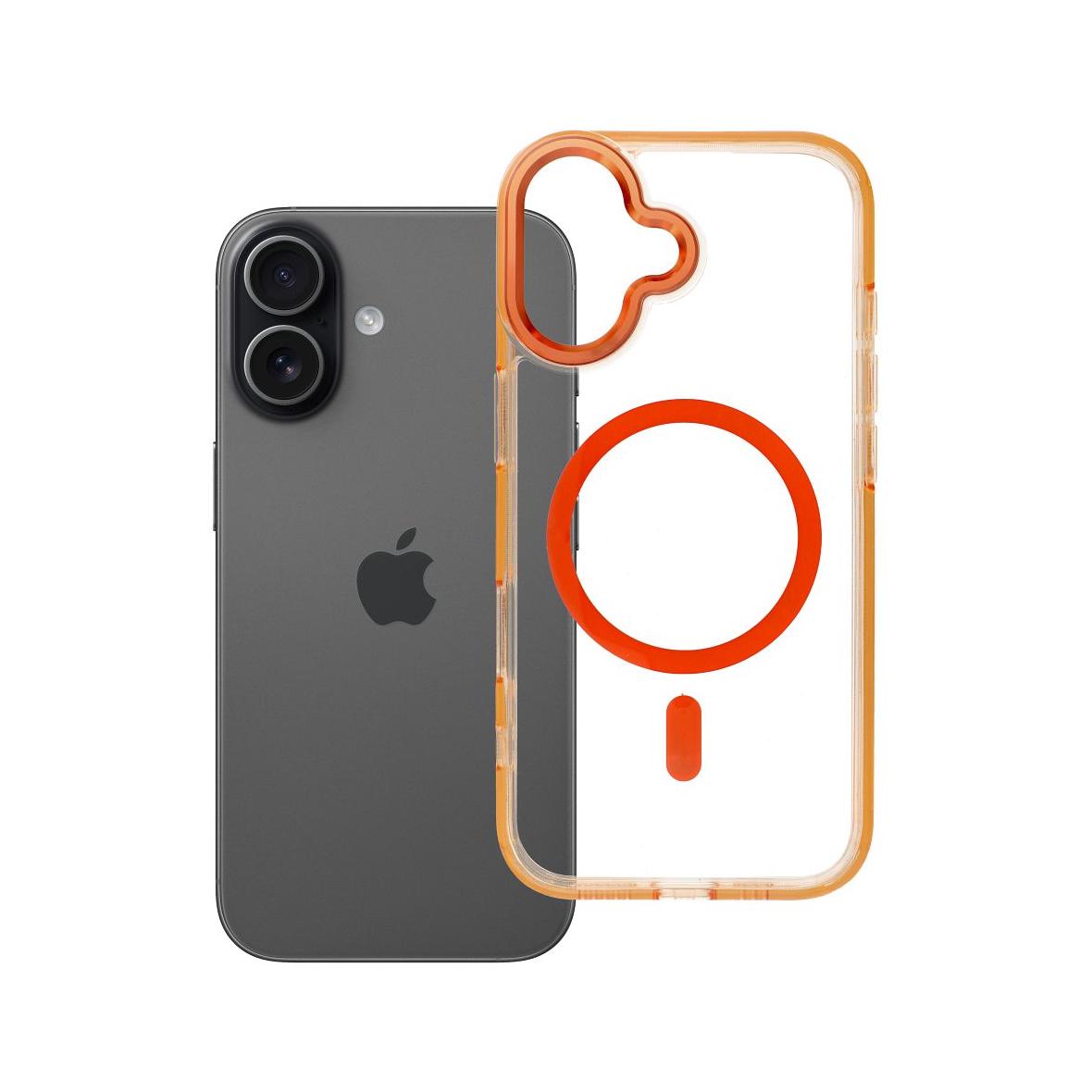 Futerał do iPhone 17 Frame Clear Hybrid Mag Cover zgodny z MagSafe pomarańczowy