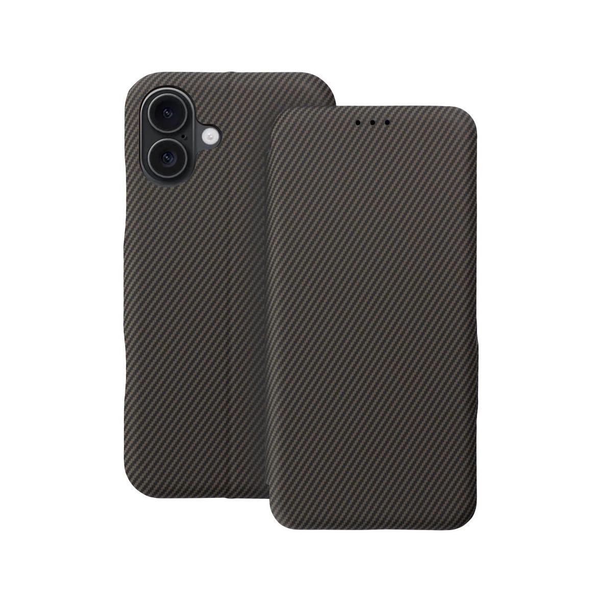 Etui z klapką na iPhone 16 PLUS Folio Side Magnet brązowe