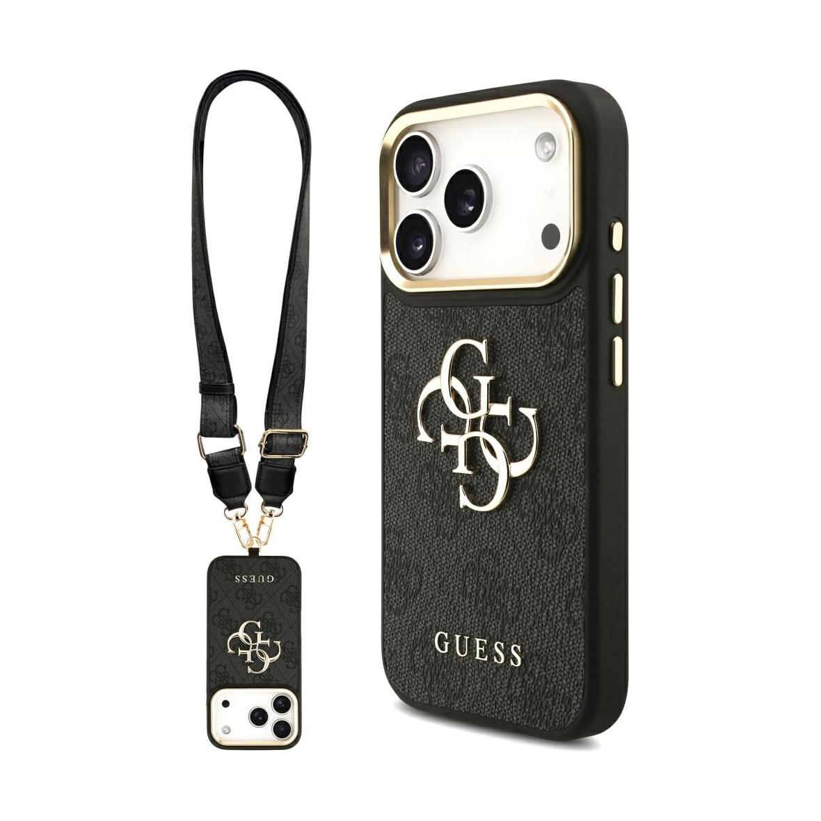 GUESS futerał do IPHONE 17 Pro GUHCP17LP4G4BCSK (PU W/ Big 4G Classic & Big Strap Metal Buttons) czarny