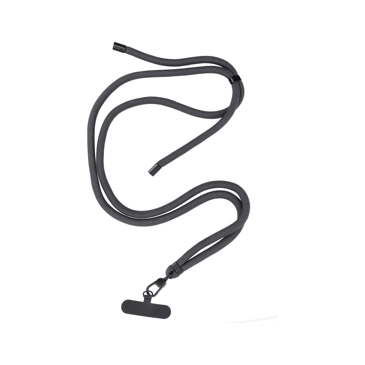 Smycz do telefonu, Zawieszka do telefonu - SWING (8mm) z regulacją długości / długość sznura 165cm (max 82,5cm w pętli) / na ramię lub szyję - szary