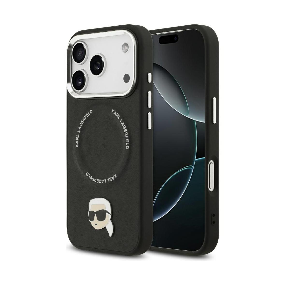 KARL LAGERFELD futerał do IPHONE 17 Pro kompatybilny z MagSafe KLHMP17LPSMLRKLK (PU Karl Pin) czarny