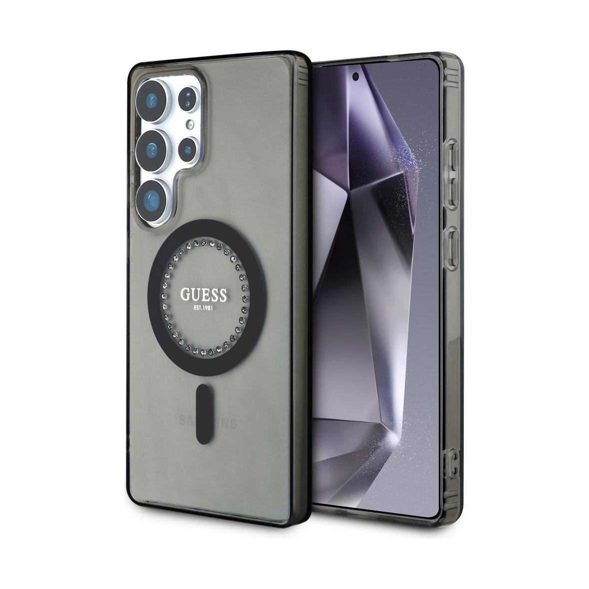 GUESS futerał do SAMSUNG S25 Ultra GUHMS25LPFTDTEK (Magnetic IML Rhinestones) czarny