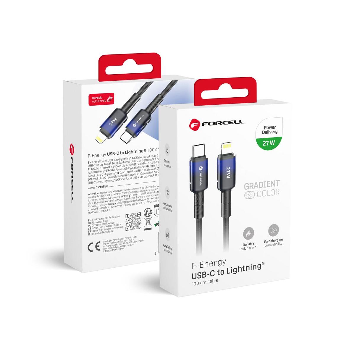 Kabel USB C do Lightning Forcell F-Energy PD 3A 27W Gradient 1 m C356 czarny