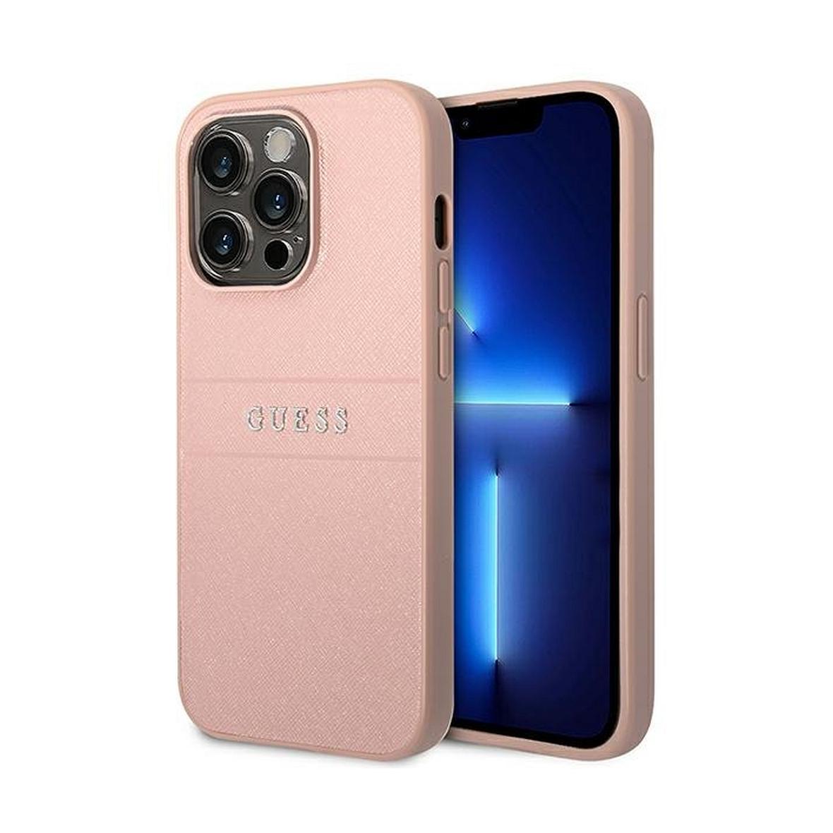 GUESS futerał do IPHONE 14 Pro Max GUHCP14XPSASBPI (Saffiano With Metal Logo) różowy