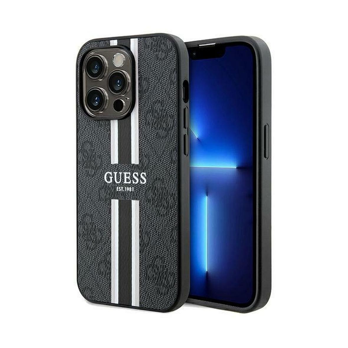 GUESS futerał do IPHONE 15 Pro kompatybilny z MagSafe GUHMP15LP4RPSK (4G Printed Stripes) czarny