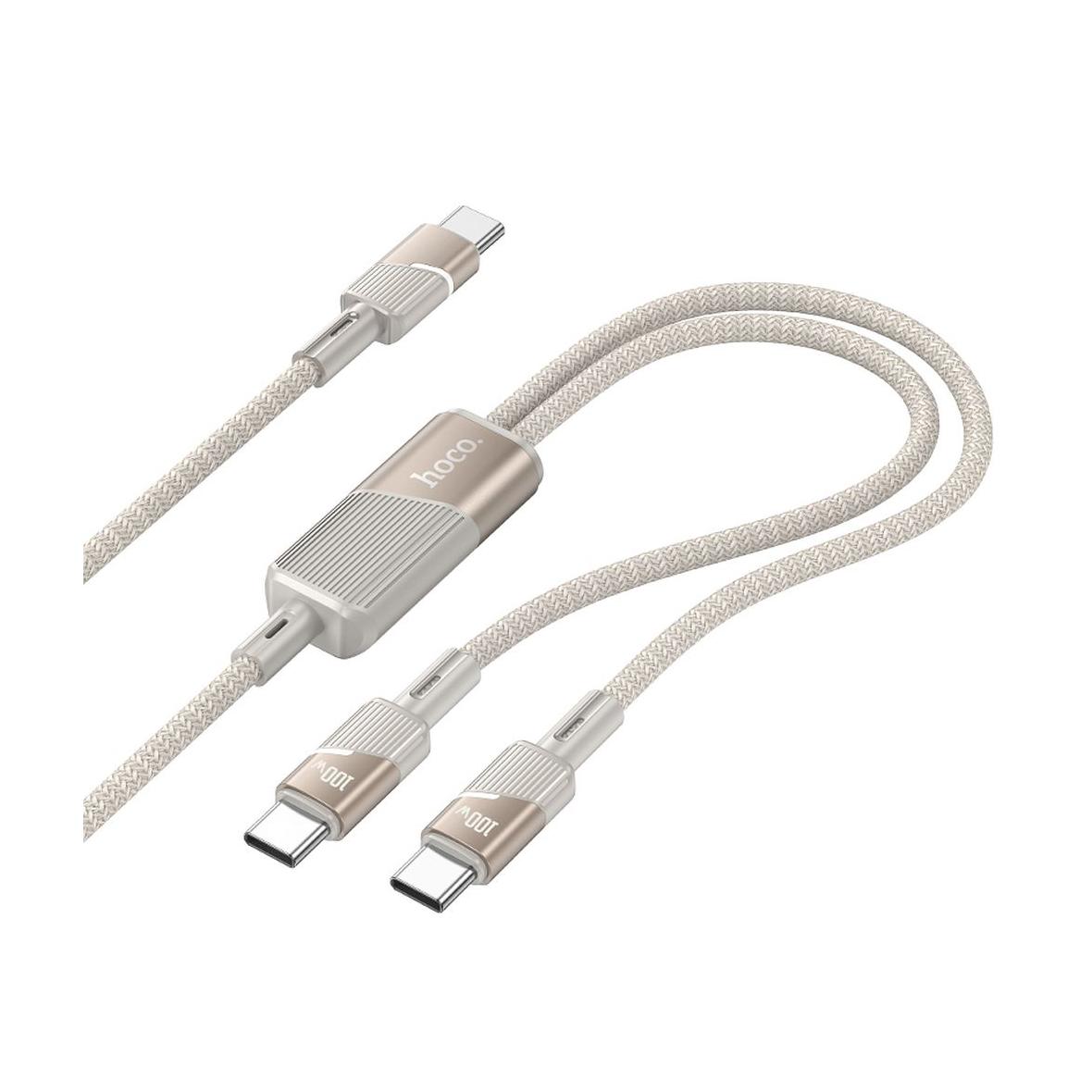 Kabel 2w1 USB C do USB C / USB C Hoco 5A 100W 1,2 m U139 złoty