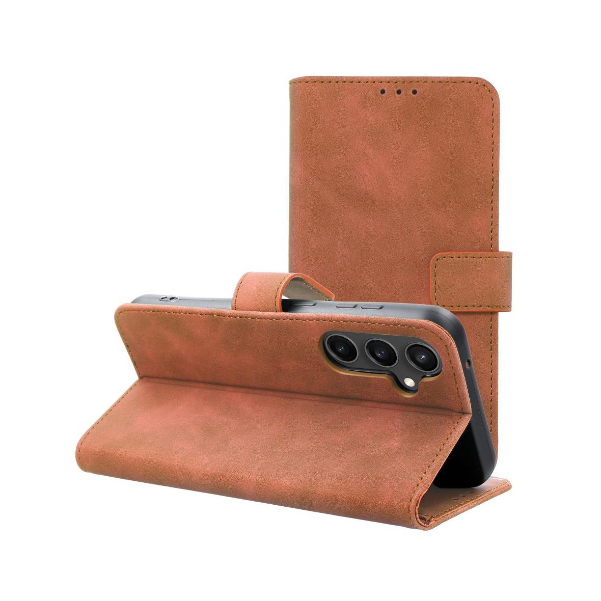 Etui z klapką na Samsung S23 FE Tender Book brązowe