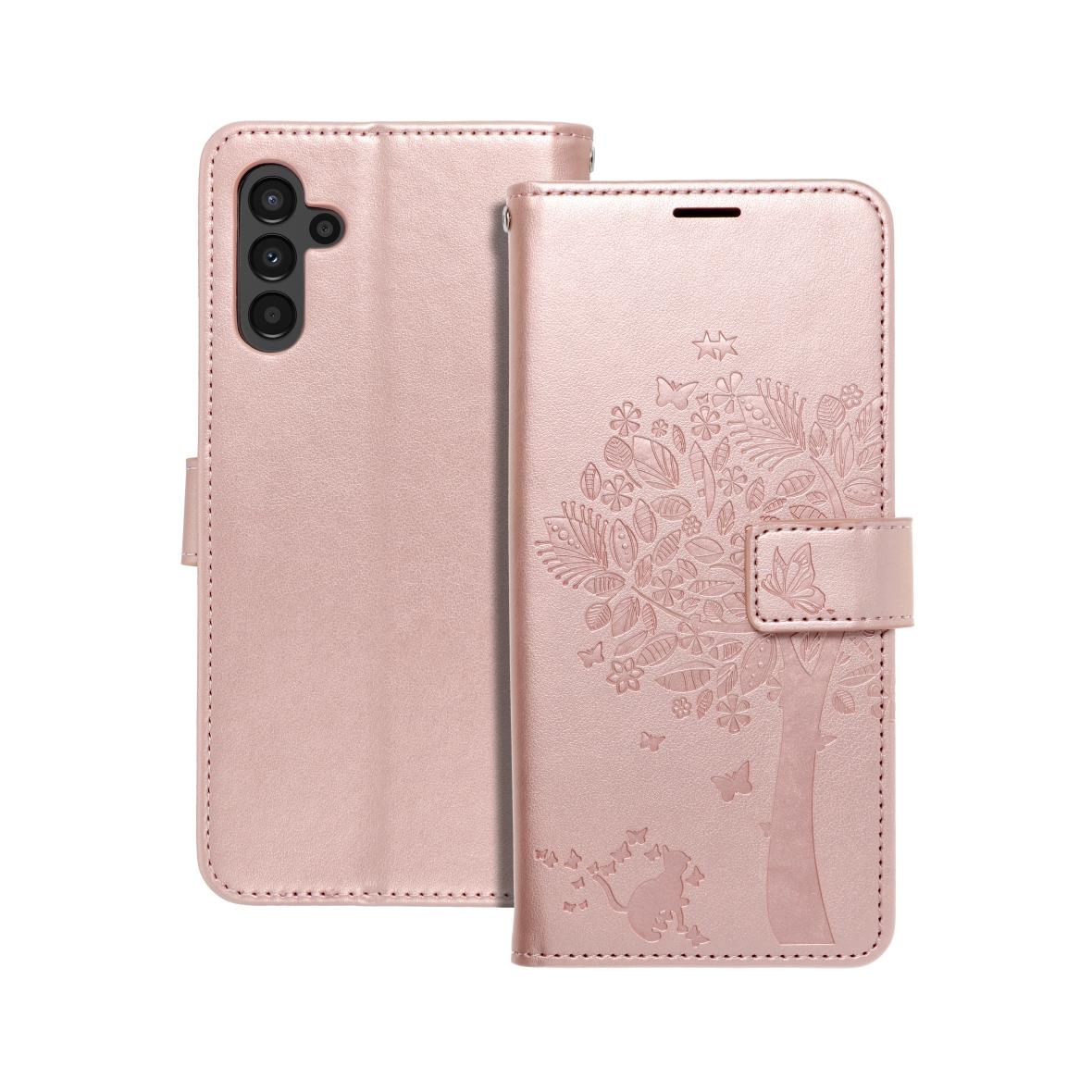 Etui z klapką na Samsung A13 5G / A04S Mezzo Book drzewo złoto-różowe