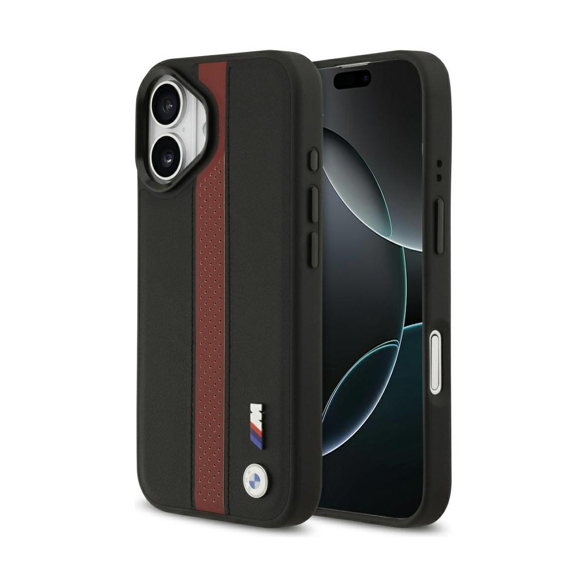 BMW futerał do IPHONE 17 kompatybilny z MagSafe BMHMP17S25PCPSKR (PU Perfotated Stripe Logo) red