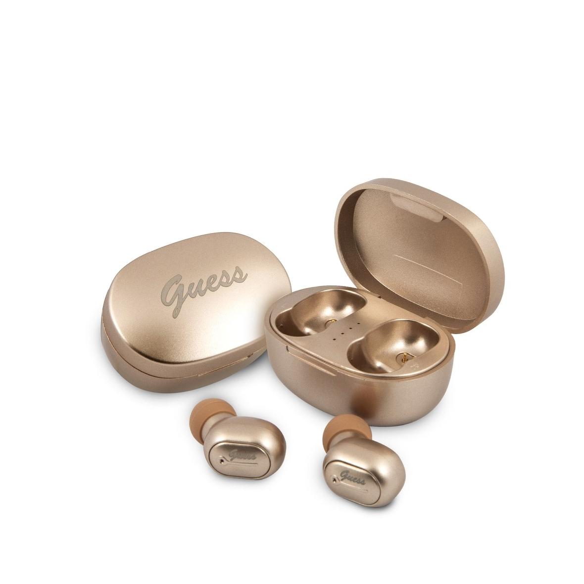 GUESS słuchawki bezprzewodowe bluetooth TWS + stacja dokująca GUTWST30GO złote