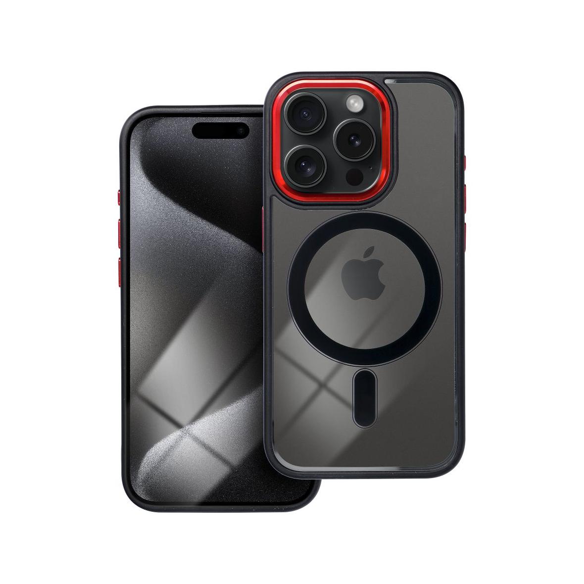 Futerał do iPhone 15 PRO Color Edge Mag Cover zgodny z MagSafe czarno czerwony