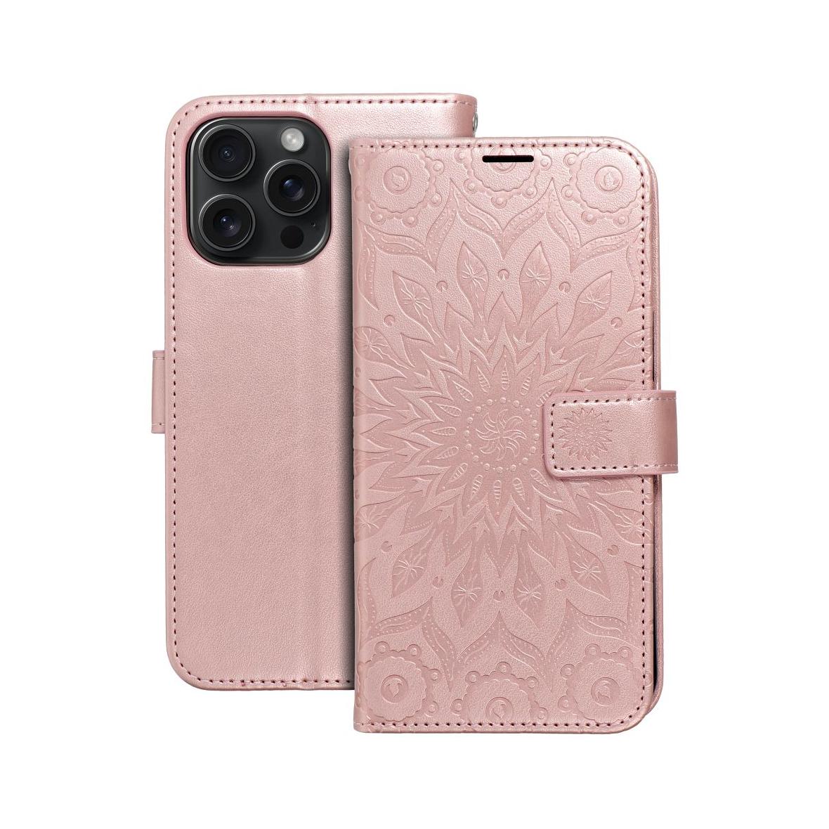 Etui z klapką na iPhone 15 PRO MAX Mezzo Book mandala złoto-różowe