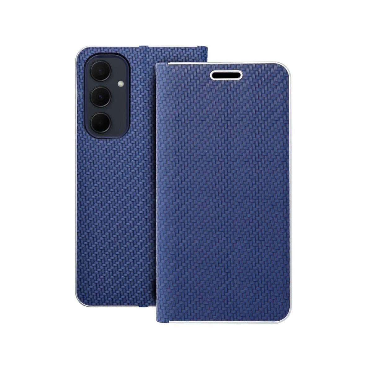 Etui z klapką na Samsung A35 5G Luna Book Carbon niebieskie