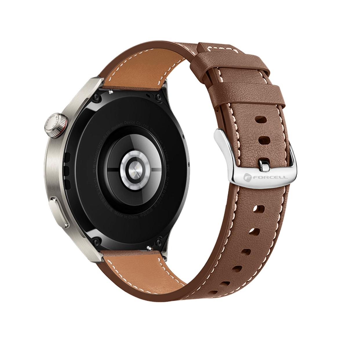Pasek do Samsung Galaxy Watch Forcell F-Design FS21 dziurki skóra ekologiczna 20 mm brązowy