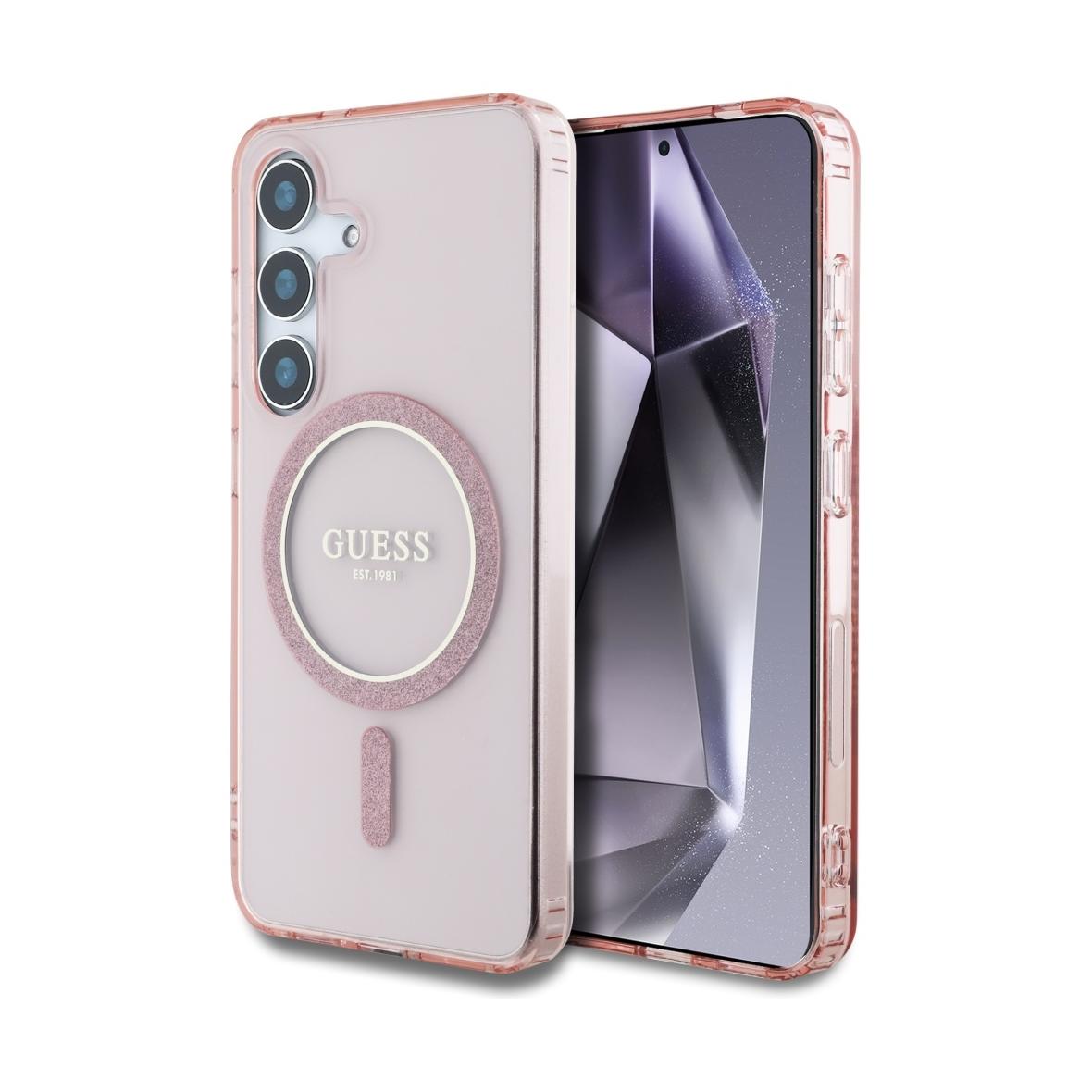 GUESS futerał do SAMSUNG S25 GUHMS25SHFGEREP (Magnetic IML Glitter Circle) różowy