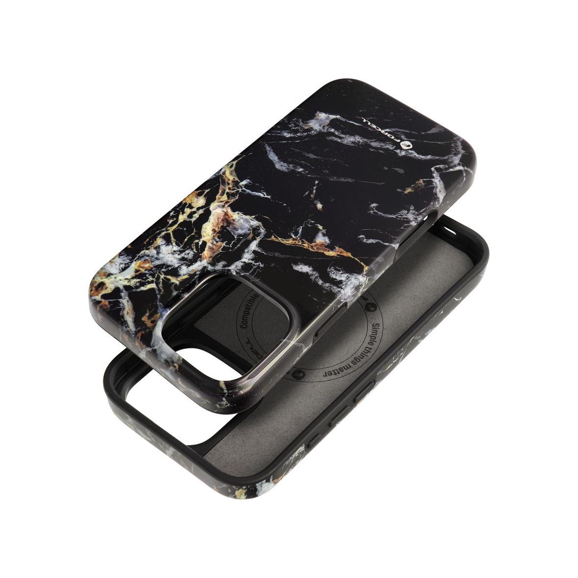 Etui na iPhone 16 PRO MAX Forcell F-Protect Mirage zgodny z MagSafe Military Drop-Test black marble
