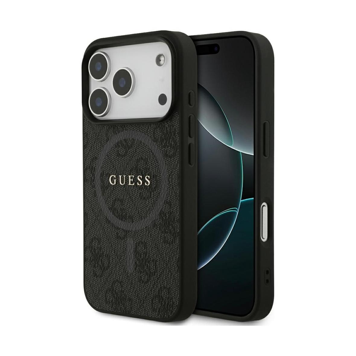 GUESS futerał do IPHONE 17 Pro kompatybilny z MagSafe GUHMP17LG4GFRK (PU 4G Ring Classic Logo) czarny