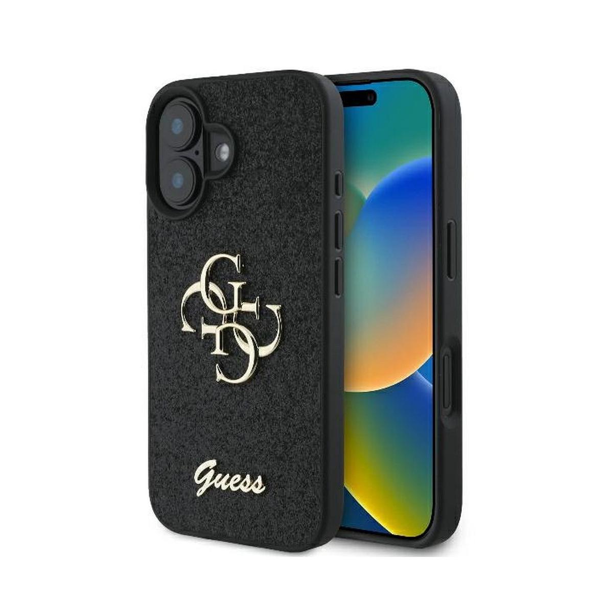 GUESS futerał do IPHONE 16 Plus GUHCP16MHG4SGK (Fixed Glitter Big 4G) czarny