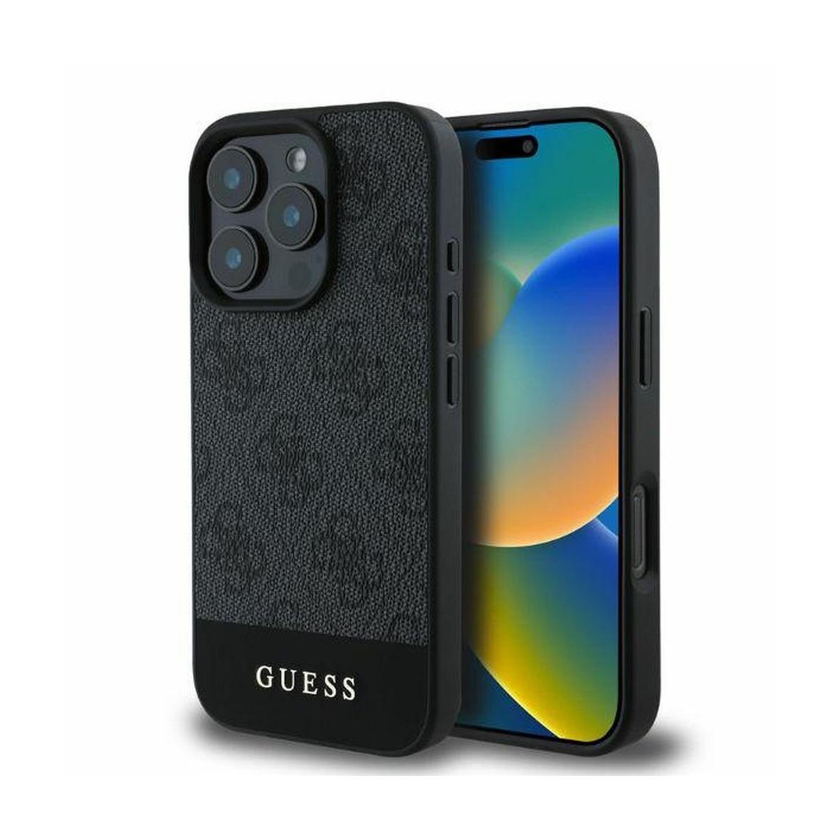 GUESS futerał do IPHONE 16 Pro Max GUHCP16XG4GLGR (PC/TPU 4G PU Bottom Stripe) szary