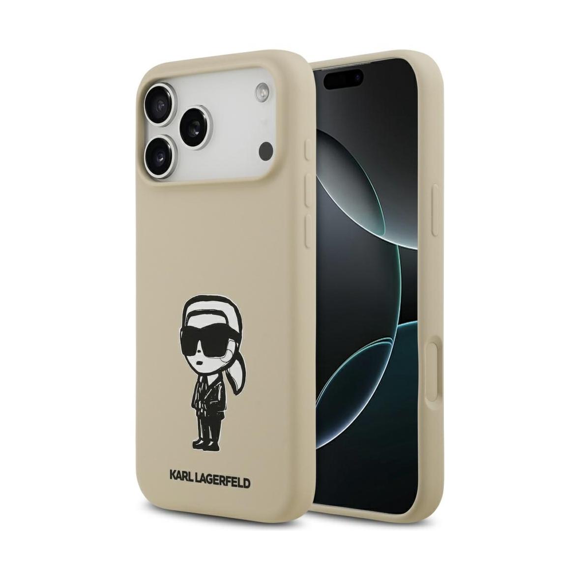 KARL LAGERFELD futerał do IPHONE 17 Pro Max kompatybilny z MagSafe KLHMP17XSKIGROW (Silicone W/ KL Sketch & Logo) brązowy