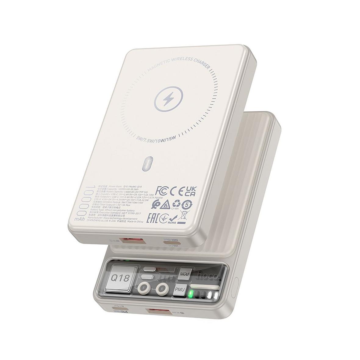 Powerbank zgodny z MagSafe Hoco 10000 mAh QC3.0 PD 3A 22,5W Q18 biały