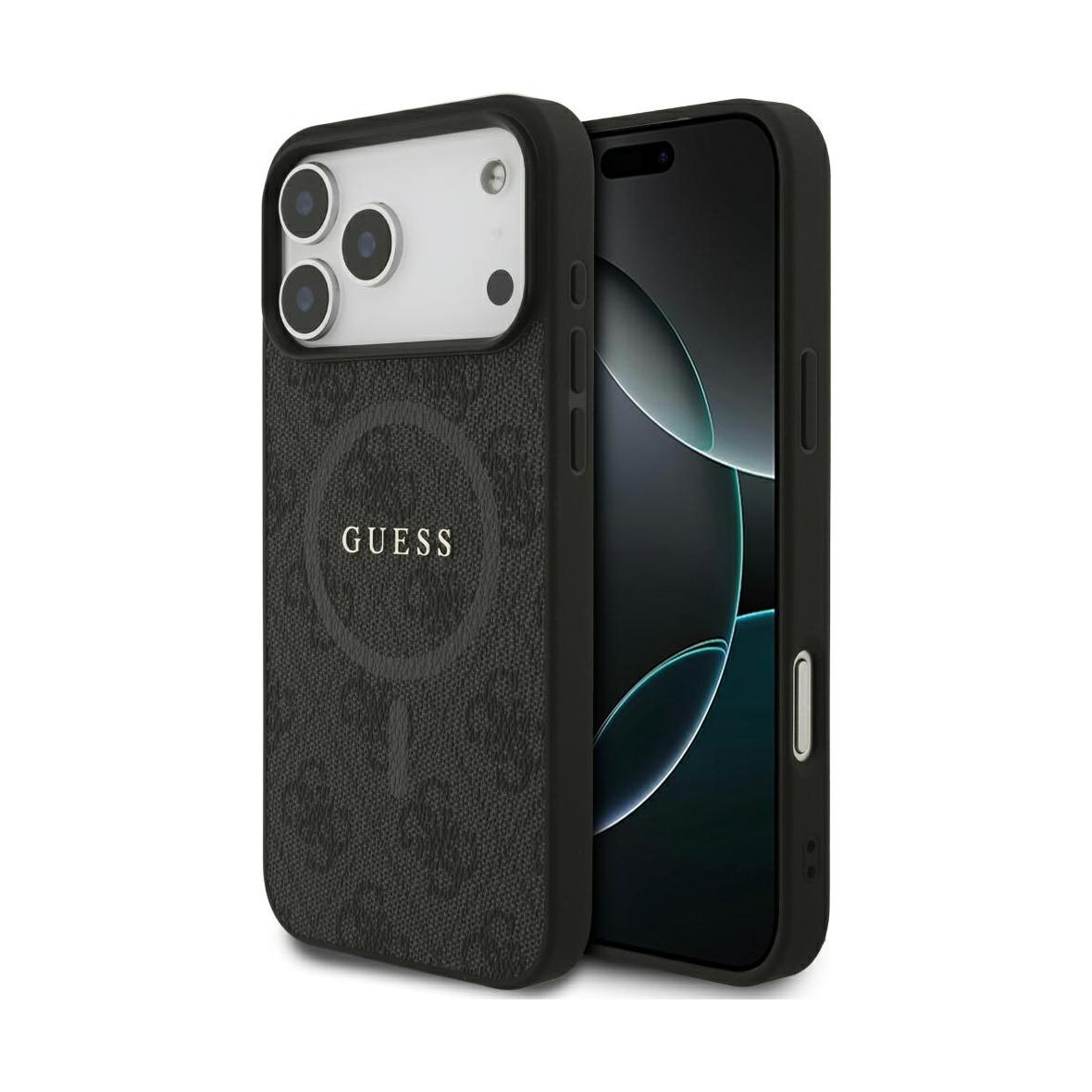 GUESS futerał do IPHONE 17 Pro Max kompatybilny z MagSafe GUHMP17XG4GFRK (PU 4G Ring Classic Logo) czarny